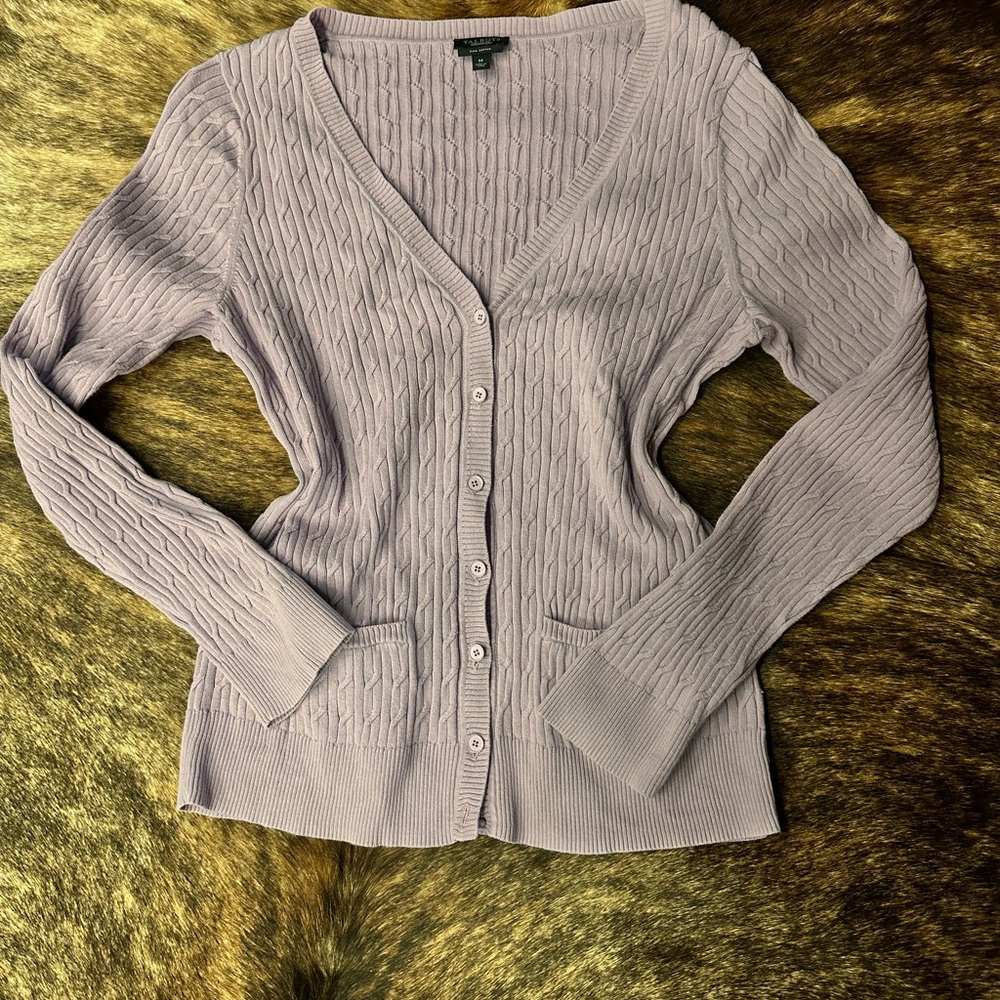 Talbots Light Purple Cable Knit Cardigan